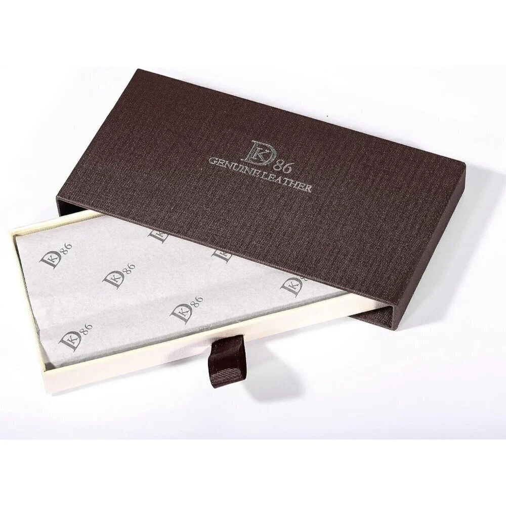 🆕Men Black Long Wallet Grain Leather Rfid Blocking Bifold Deer Wallet, Coffee